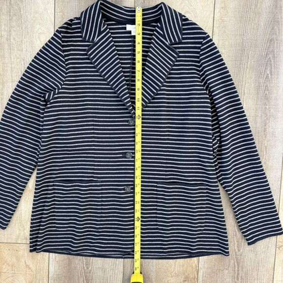 J Jill Women Blazer Jacket Striped Knit Size L Cotton Blend Career Casual Office - Picture 10 of 12